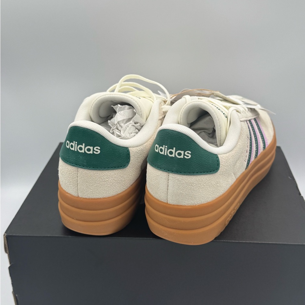 Adidas VL Court Bold Cream Sneakers with Green and Pink Stripes 10womens new - Picture 9 of 9